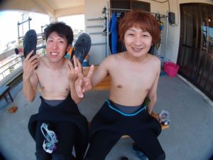 9月10日タツヤさんとマサトさんの青の洞窟ダイビングIN沖縄