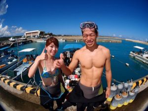 9月14日アヤコさんとタカヒロさんの青の洞窟体験ダイビング