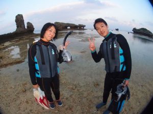 10月13日田中様親子の珊瑚礁シュノーケル＆クマノミ体験ダイビング