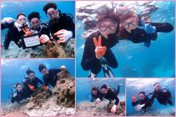 2015年4月22日のお客様　クマノミ体験ダイビング　珊瑚礁シュノーケル