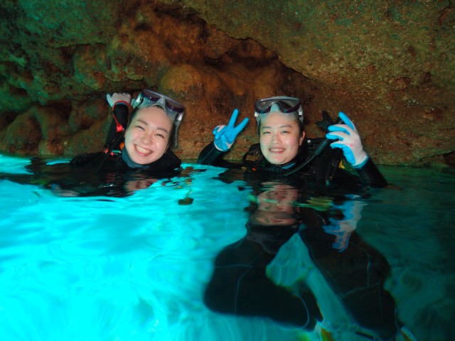 沖縄　青の洞窟体験ダイビング＆親子でシュノーケル　2018年1月15月のお客様