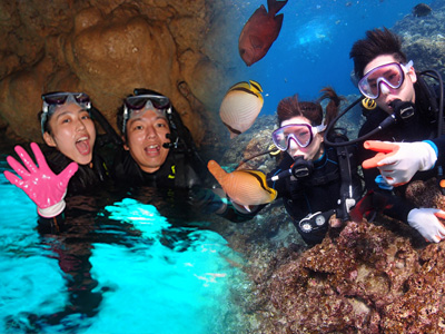青の洞窟シュノーケル＆クマノミ体験ダイビング　沖縄